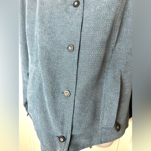 JAMIE SADOCK Golf Blue Jacket Coat Textured Knit Black Buttons Zippered Pockets - Picture 4 of 9